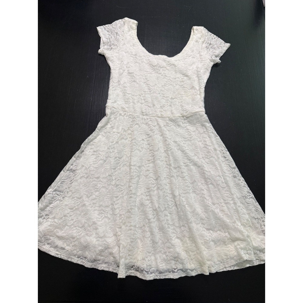 Abercrombie & Fitch White Floral Lace Fit & Flare Skater Mini Dress Large
